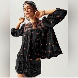 Embroidered Black Women's Top NWT